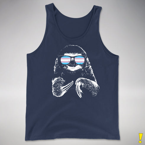 Pride Sloth Transgender Flag Sunglasses Premium Tank Top - Navy